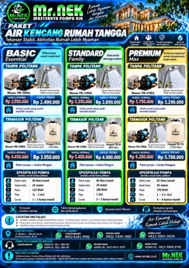 Sampul brosur paket Air Kencang MR.NEK