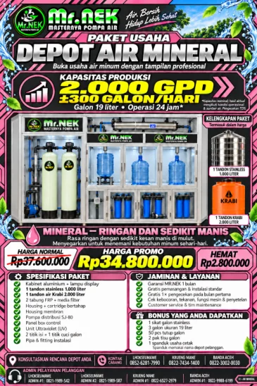 Sampul brosur paket RO & Air Mineral MR.NEK